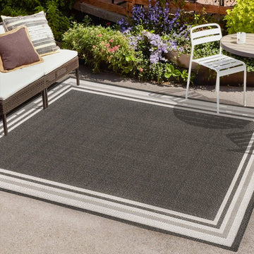 James Modern Border Stripe Indoor/outdoor Area Rug